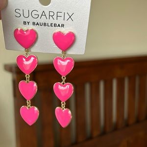 Sugar fix by Baublebar hot pink heart dangle drop earrings